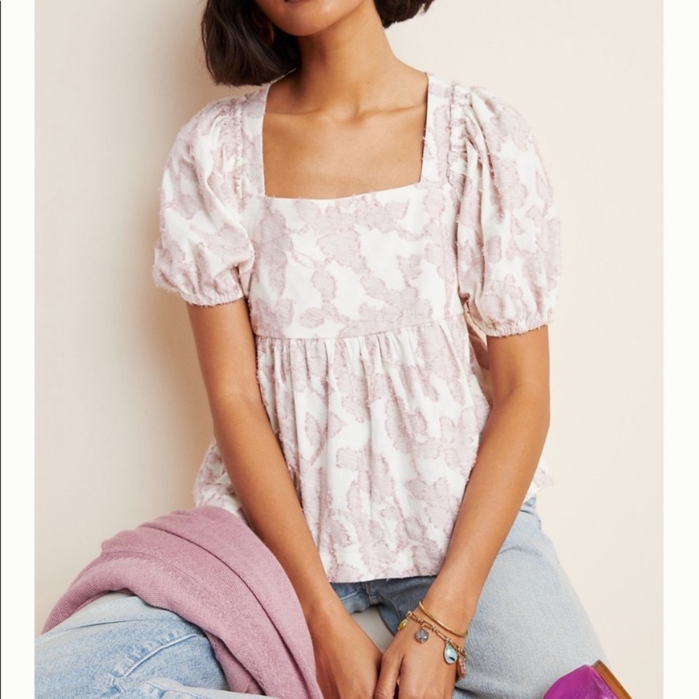 anthropologie maeve batia textured babydoll top